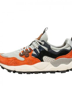 YAMANO 3 MAN - Sneaker in technical fabric and suede - ORANGE-BLACK
