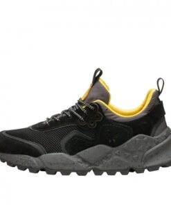 KOTETSU MAN - Sneaker in suede and technical fabric - BLACK-FLUO YELLOW