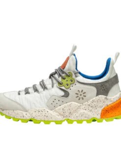 KOTETSU MAN (SOCKS) - Sneaker in suede and technical fabric - White-Fluo yellow